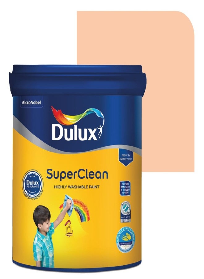 ديولكس دهان دولوكس سوبر كلين الداخلي للجدران | لمعان هادئ ولمسة نهائية غنية | قابل للغسل وسهل التنظيف | دهان متين ذو أساس مائي، برتقالي (1 لتر، خوخي رائع) - Image 1